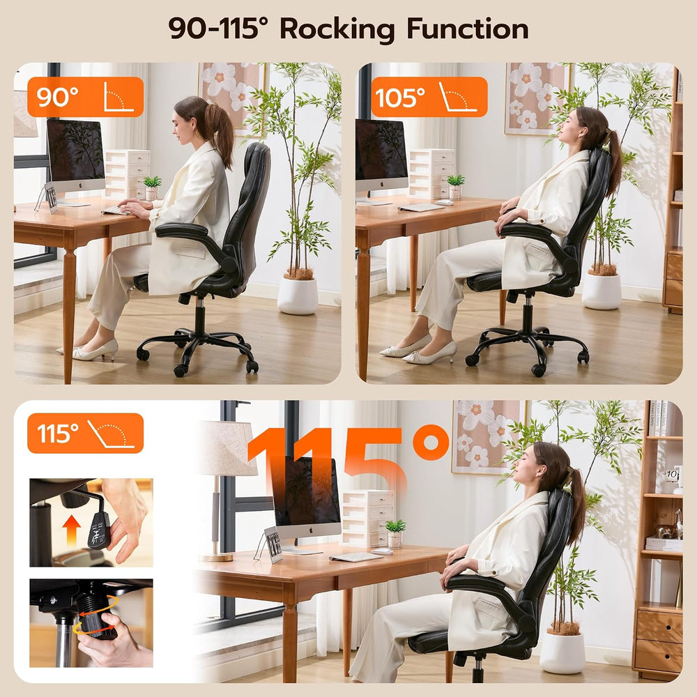 Ylzyxal Office Desk Chair, Ergonomic Computer Chair with Padded Flip-Up Arms ...