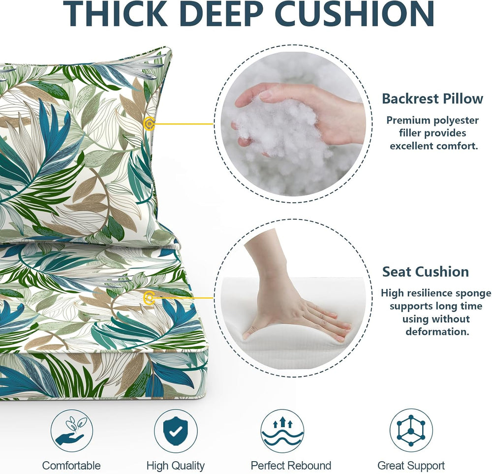 DYTXIII Outdoor Deep Seat Cushion Set, Water Repellent 22"x22" Pati...