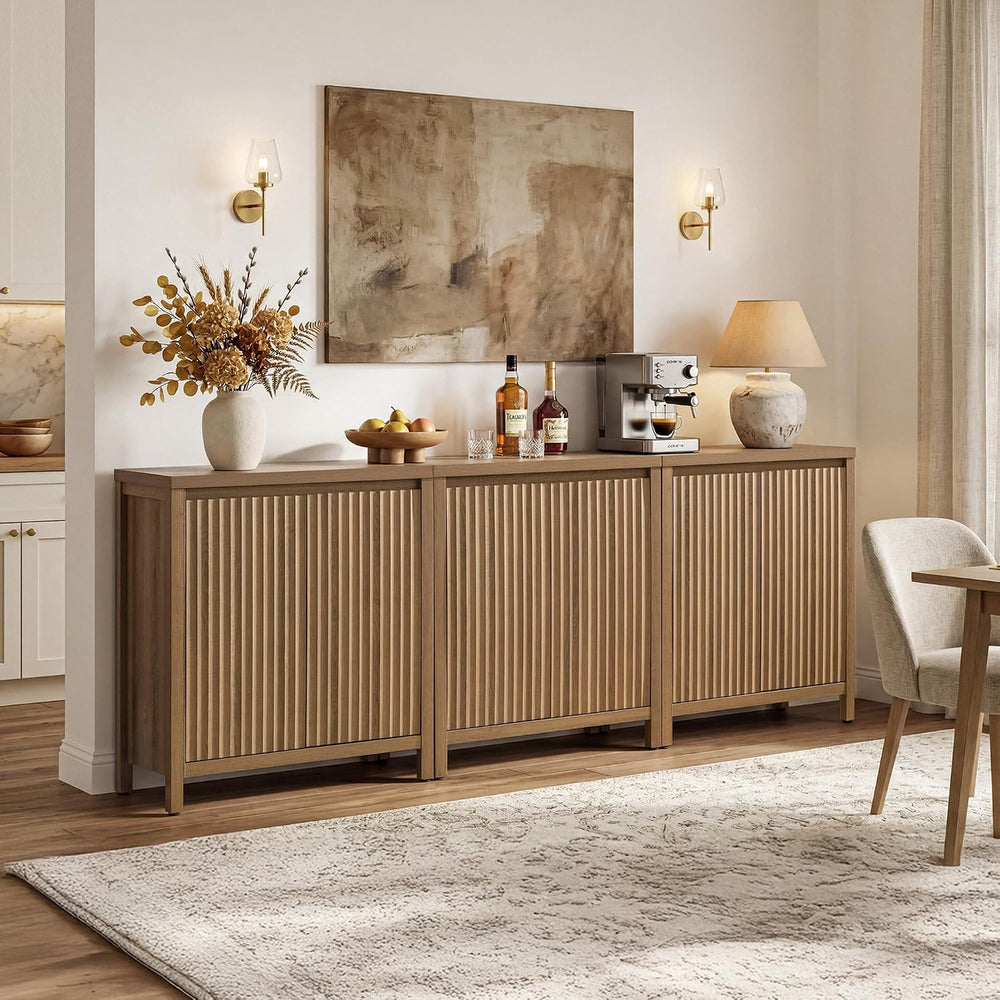 SICOTAS Sideboard Buffet Cabinet with Storage, Fluted Credenza Buffet Table