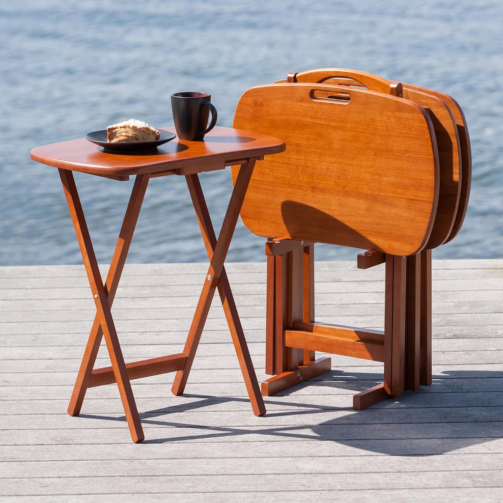 winsome lucca set of 4 foldable snack tables, side view