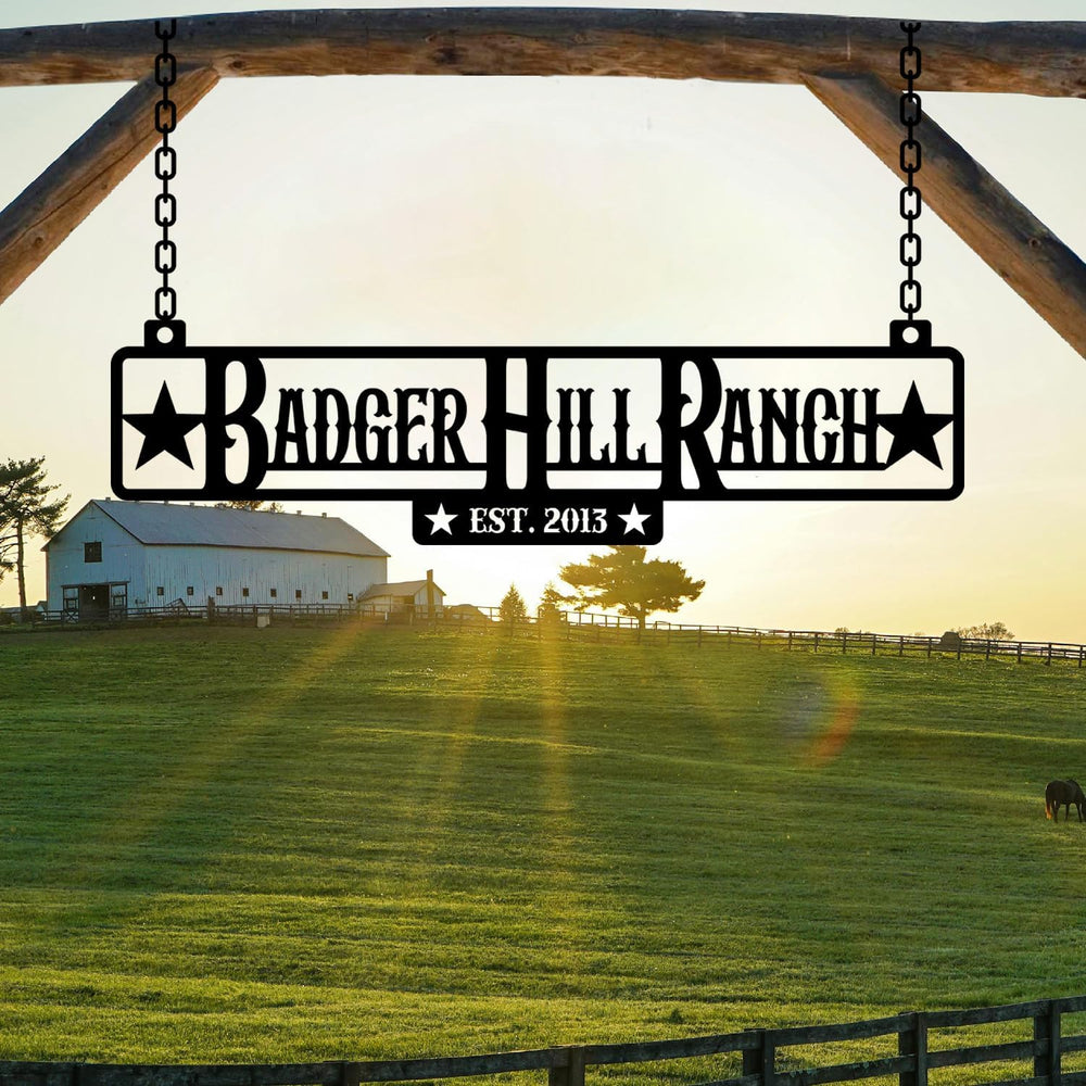 Personalized Metal Farm Sign, Customized Family Name Ranch Sign, Large Last N...