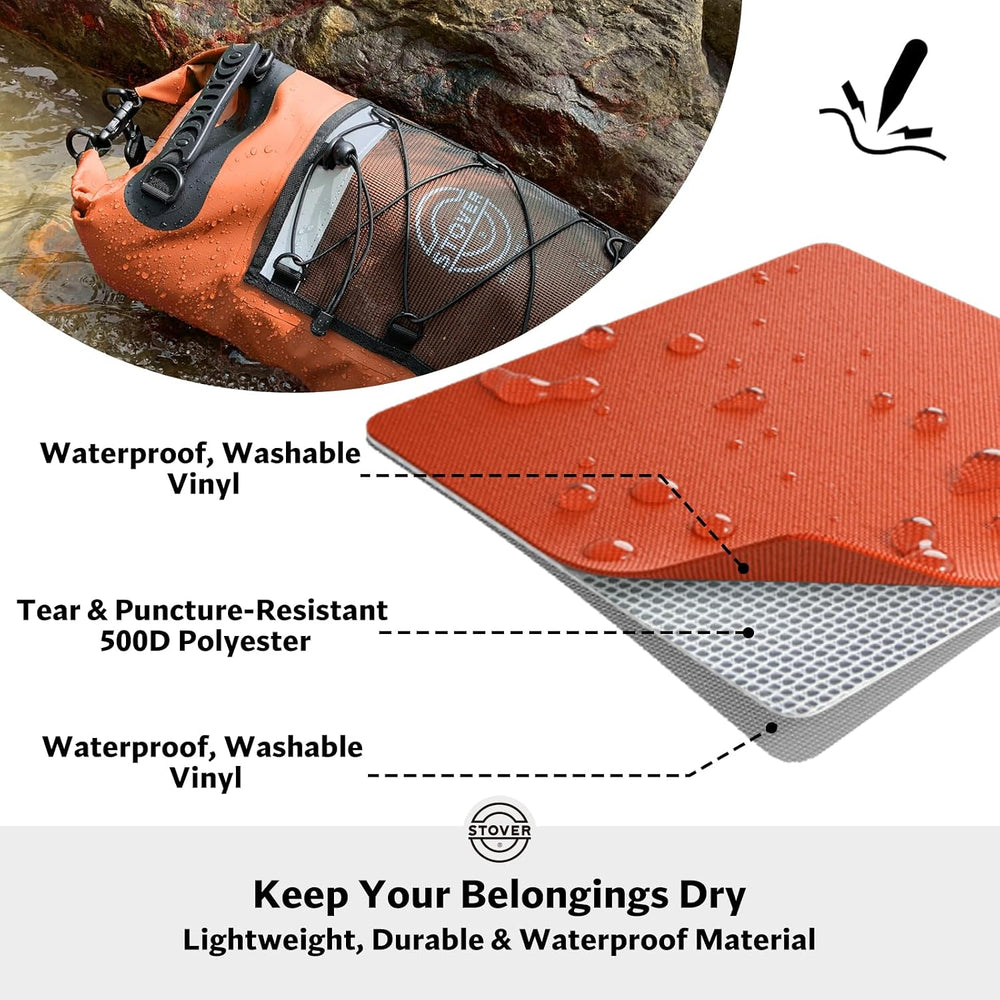 STOVER 5/10/25/30/40L Waterproof Dry Backpack & Phone Case- Large Floatin...