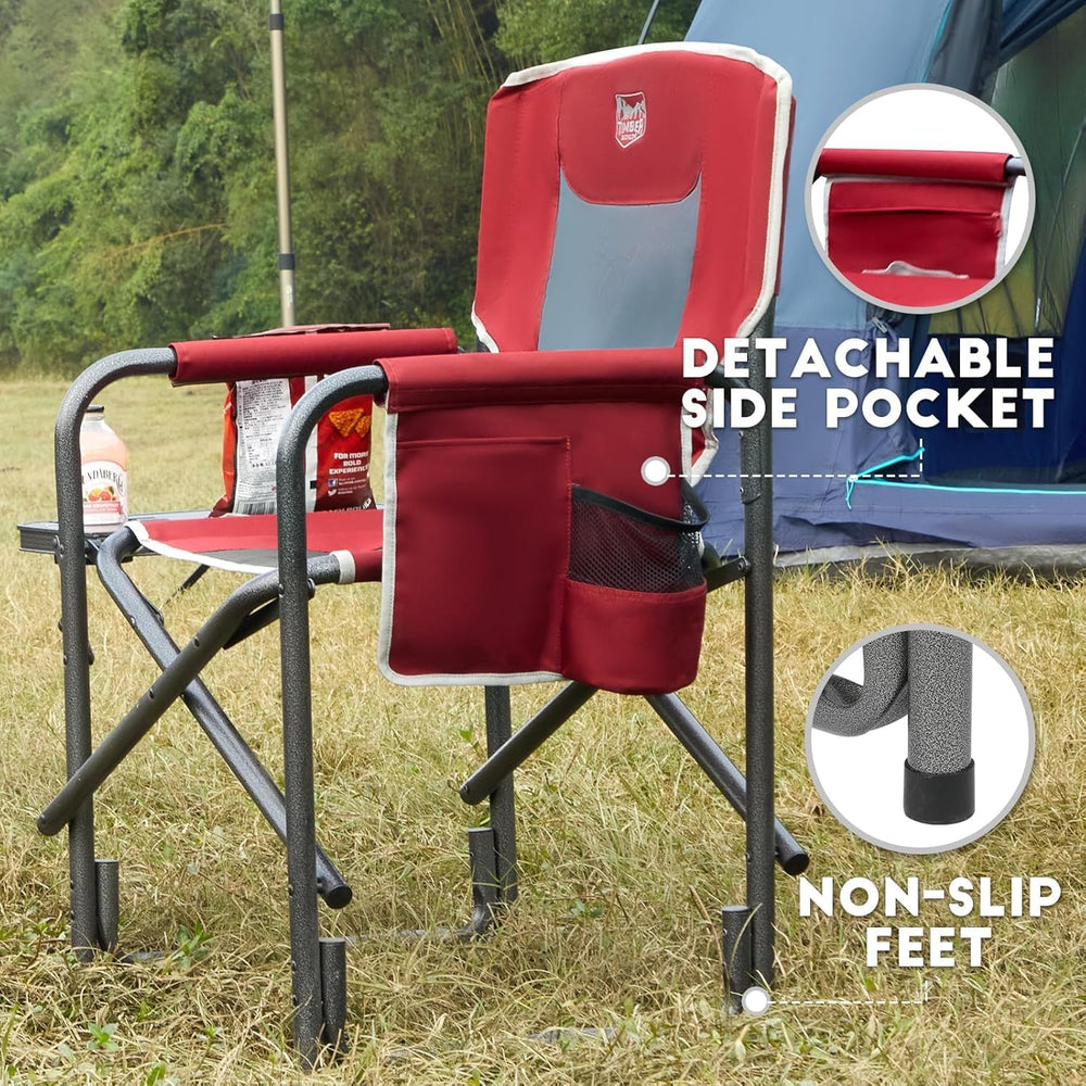 TIMBER RIDGE Lightweight Oversized Camping Chair, Aluminum Directors Chair wi...