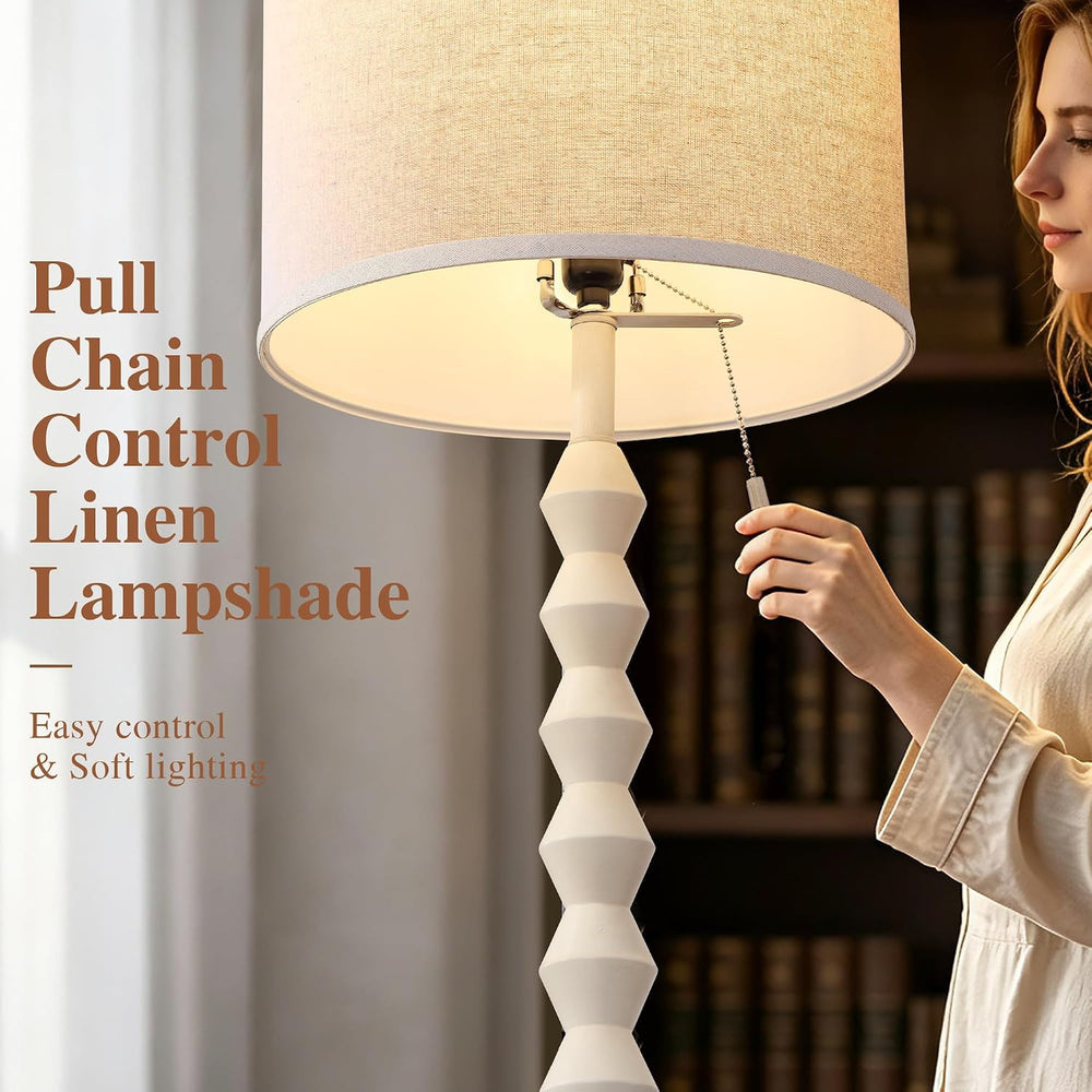 65" Farmhouse Wood Floor Lamp for Living Room with Pull Chain