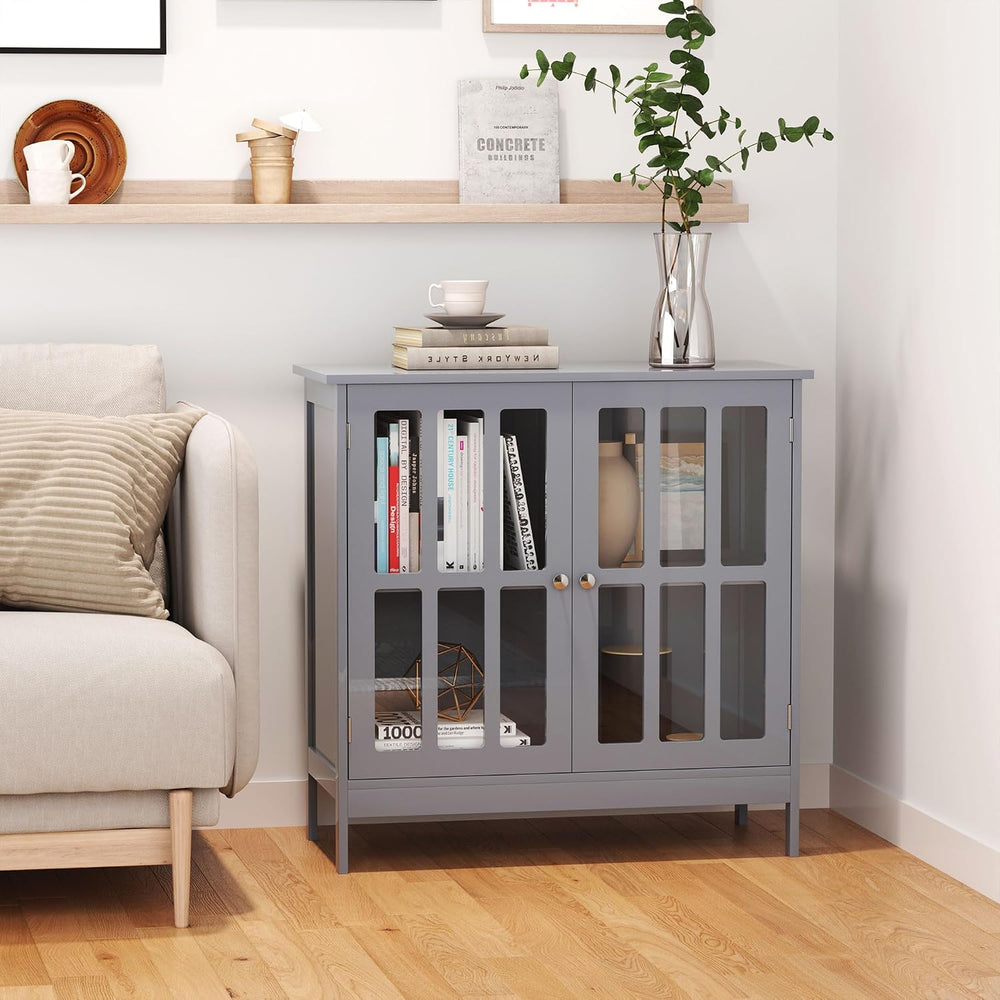 kleankin Sideboard Buffet, 2-Door Storage Cabinet, Credenza, Gray