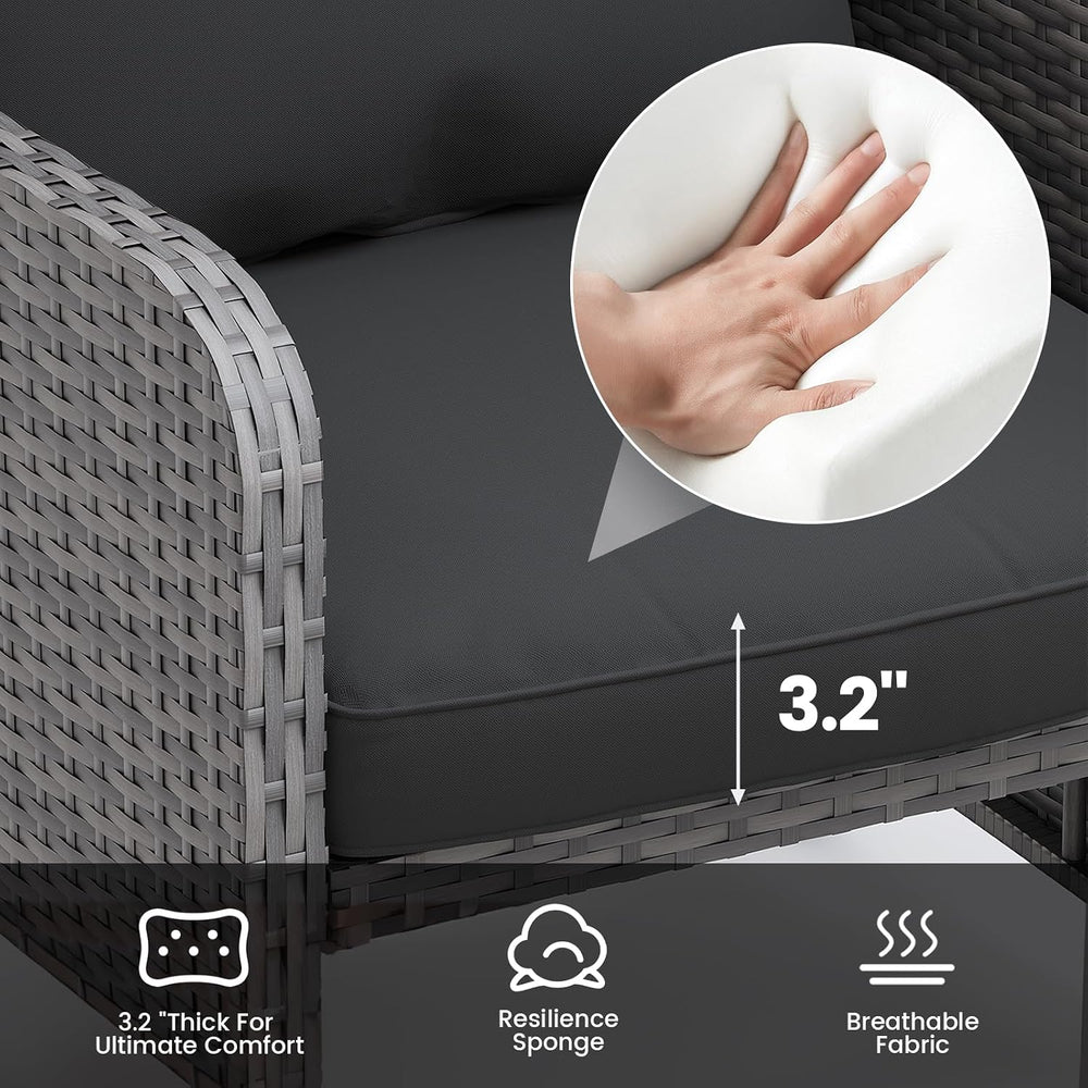 UDPATIO Balcony Furniture, Space-Saving Patio Chairs with Ottoman