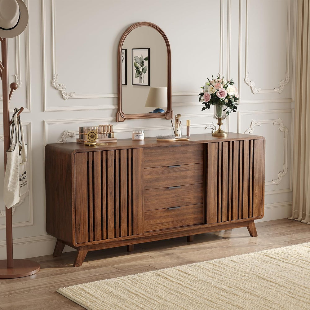 ONBRILL Sideboard Buffet Cabinet with Storage, Fluted Kitchen Cabinet