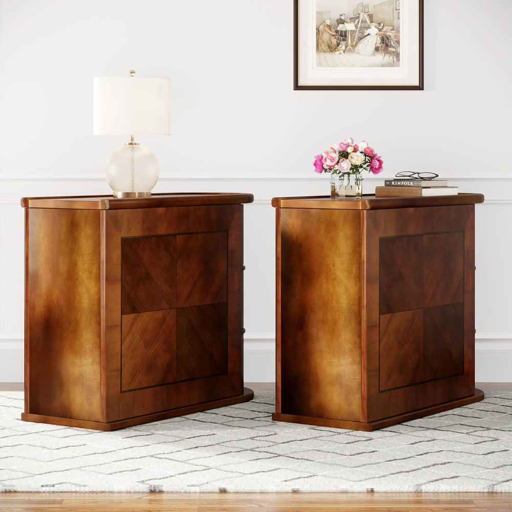 Wood End Table with 3 Drawers, No Assembly Required Narrow Sofa Side Table fo...
