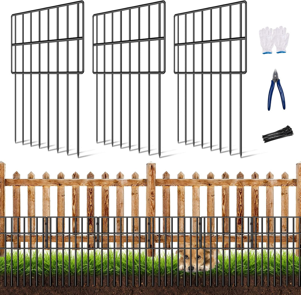 25 Pack Garden Animal Barrier Fence, 17in(H) x27ft(L) No Dig Decorative Fence...