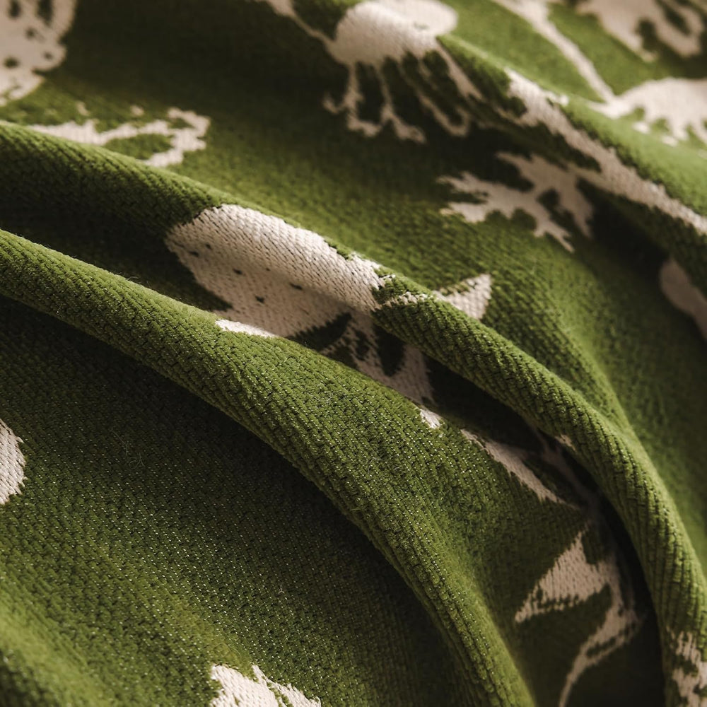 DREAMINGO Green Floral Armchair Cover Farmhouse Botanical Jacquard Recliner C...