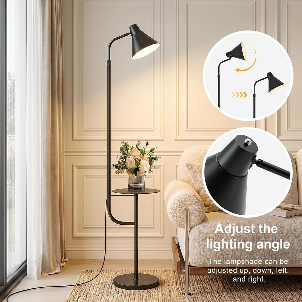 Black Floor Lamp with Shelf, Dimmable LED Reading Standing Lamp
