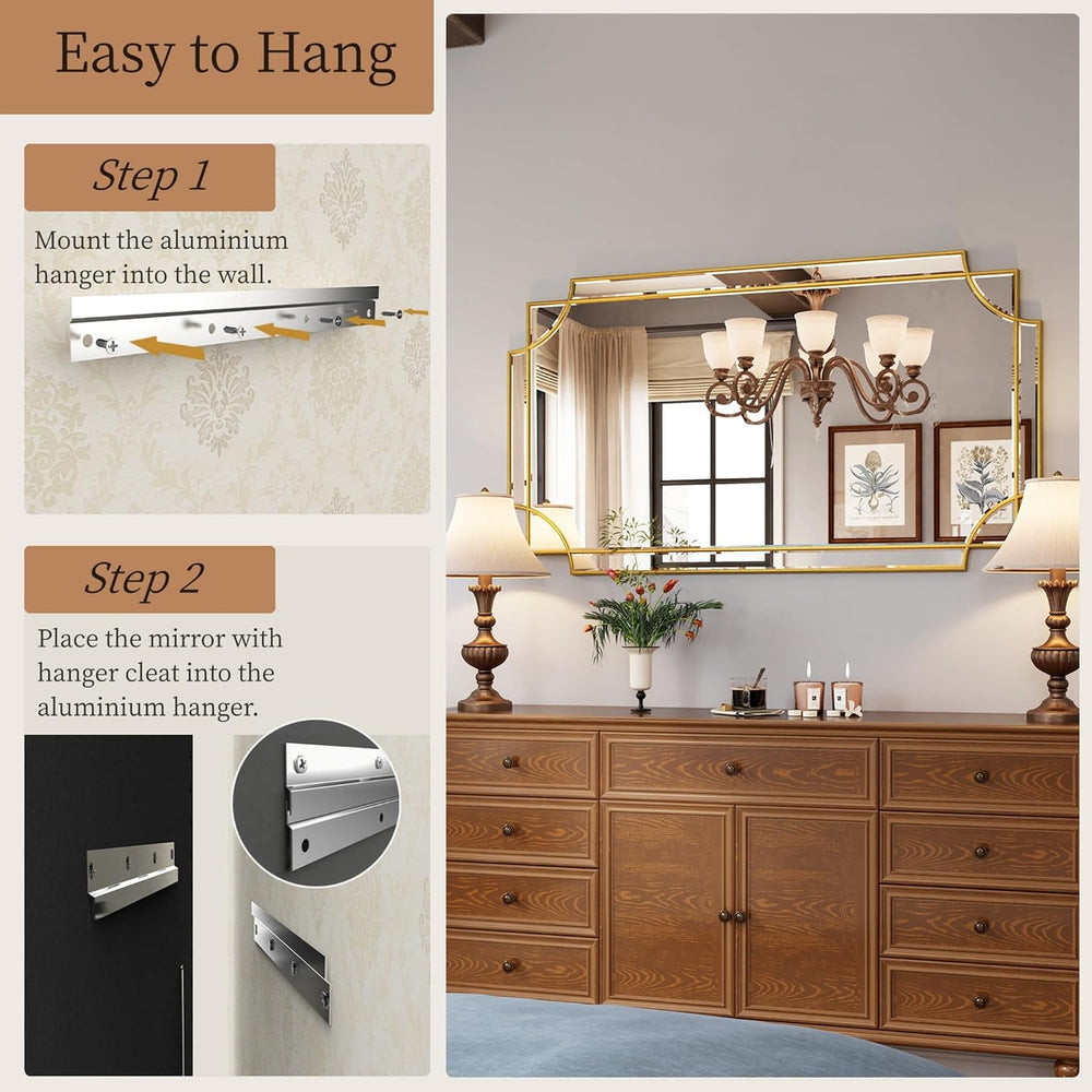 Kelly Miller 28"x50" Gold Foil Scalloped Edge Decorative Vanity Wal...