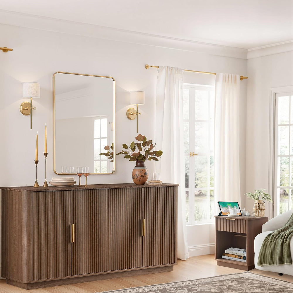 win2win 63" Fluted Sideboard Buffet Cabinet with Storage