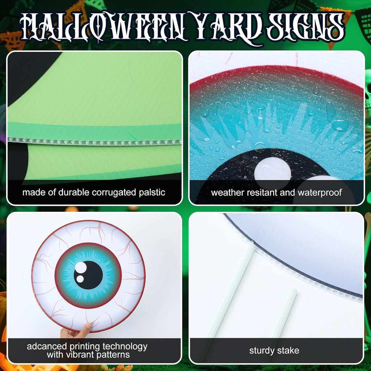 12 Sets Halloween Bush Eyes with 24 Stakes Decoration Outdoor Yard Decor
