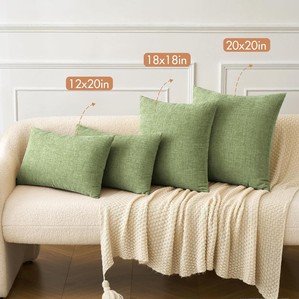 MIULEE Soft Chenille Euro Throw Pillow Covers Sage Green 26x26 Pack of 2