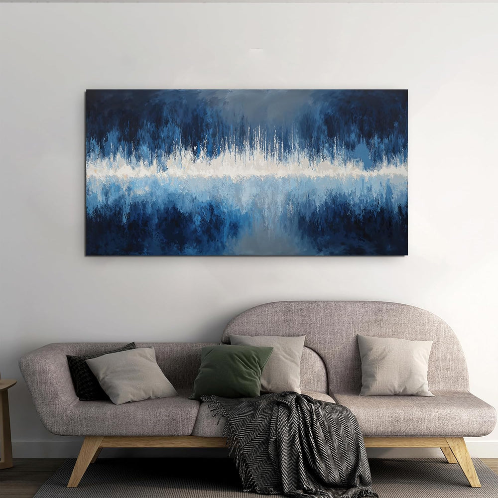 YISXINOAG Deep Blue Abstract Wall Art Modern Calm Cool Tones Canvas 20"X...