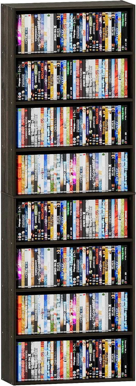 8 Tier DVD Storage Shelf, DVD Shelf holds up to 280+ DVD, Black