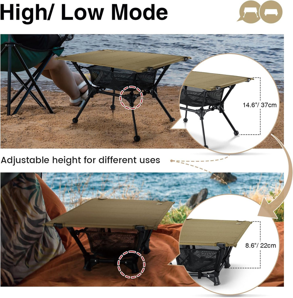 ONETIGRIS Dipper Camping Table, Lightweight Portable Table with Storage Net