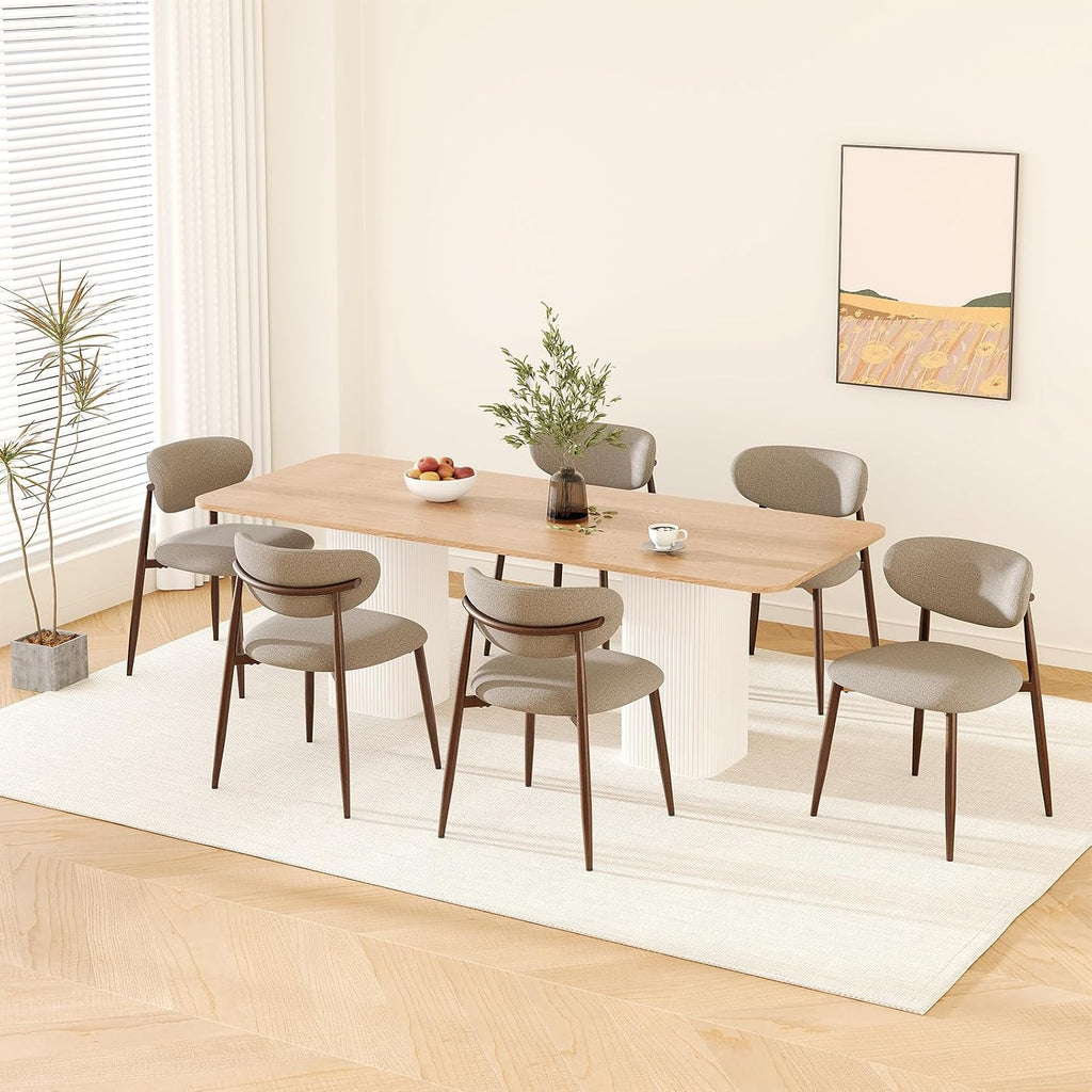 MALOL Upholstered Dining Chairs Set of 4, Curved Back Kitchen Chairs with Metal Legs and Anti Slip Pads, Dining Room Chair for Home and Restaurant, Camel