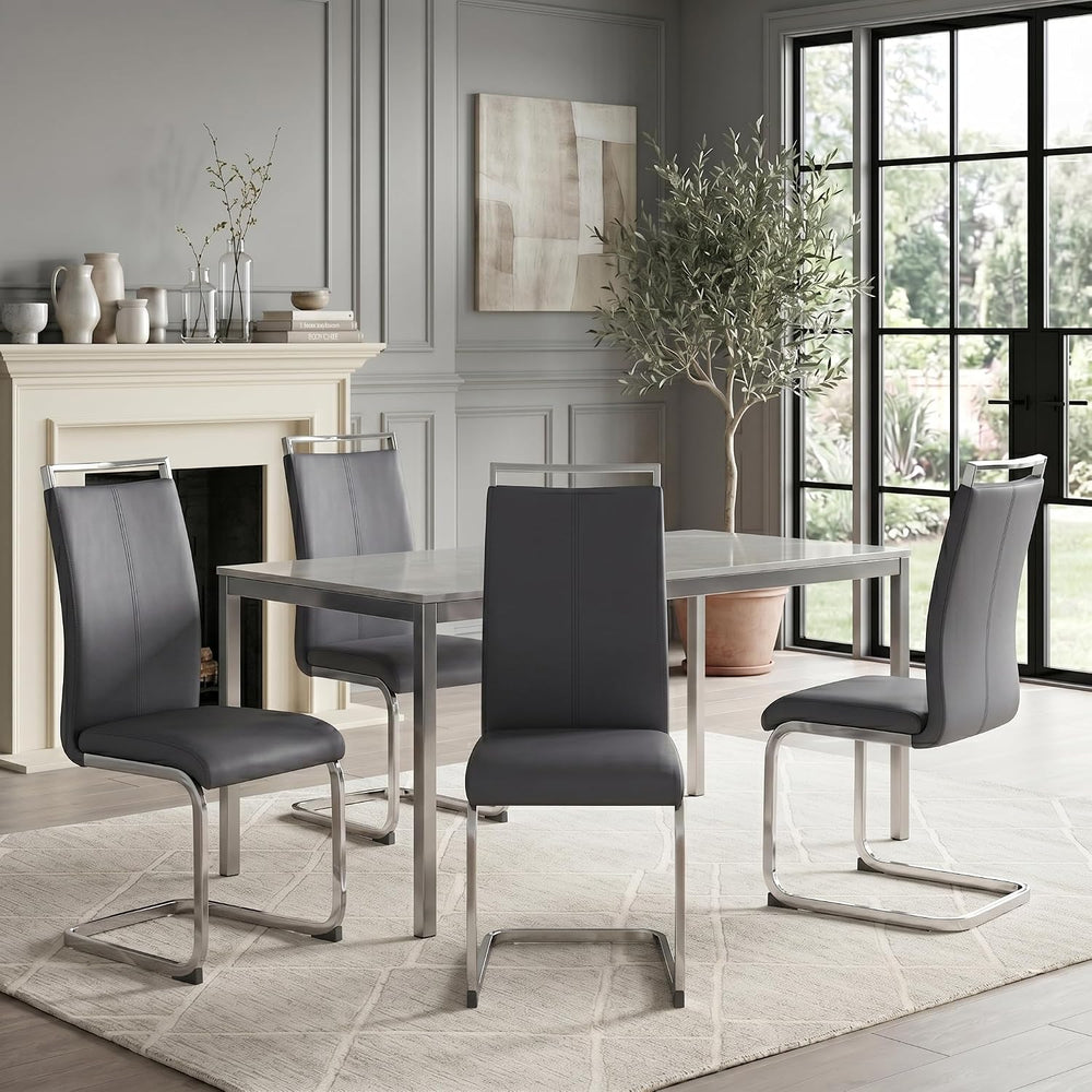 gopop Dining Chairs Set, Kitchen Modern Metal Chairs with Faux Leather Padded...