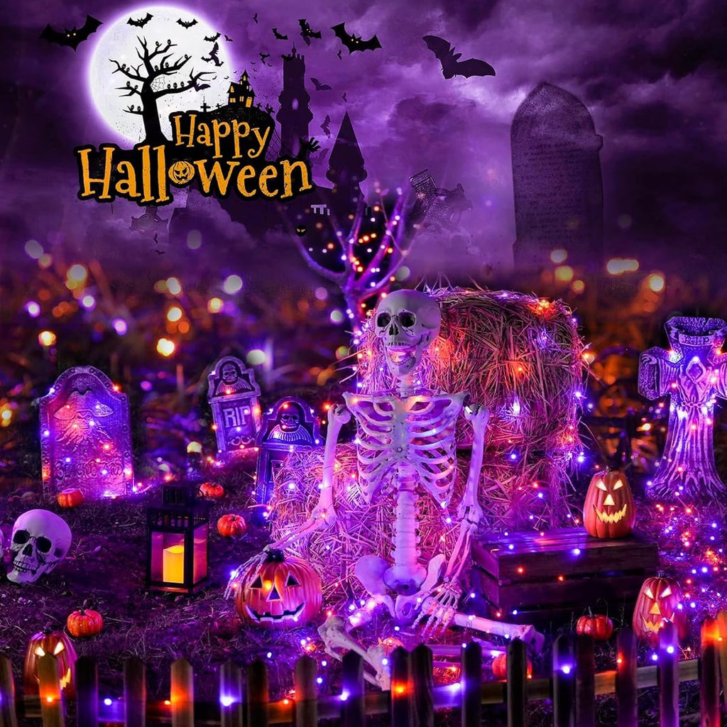 SyouHome Solar String Lights Outdoor, 6 Pack 600 LED Solar Halloween Lights
