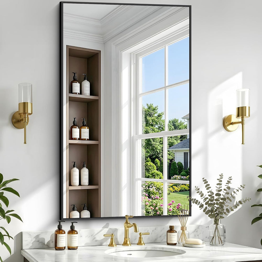 48" x 30" Bathroom Mirror for Wall, Metal Framed Rectangular Vanity...