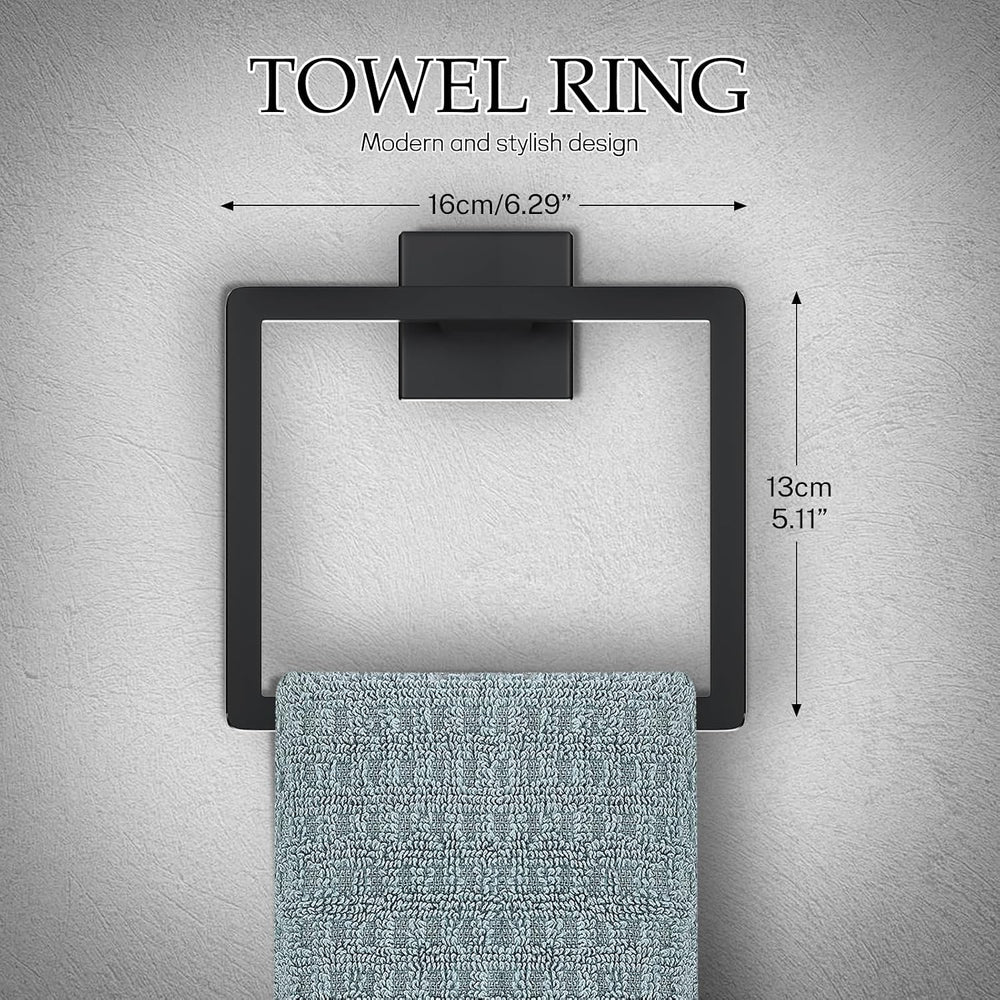 Matte Black Bathroom Hardware Accessories Set 10-Pieces Black Towel Bar Set S...