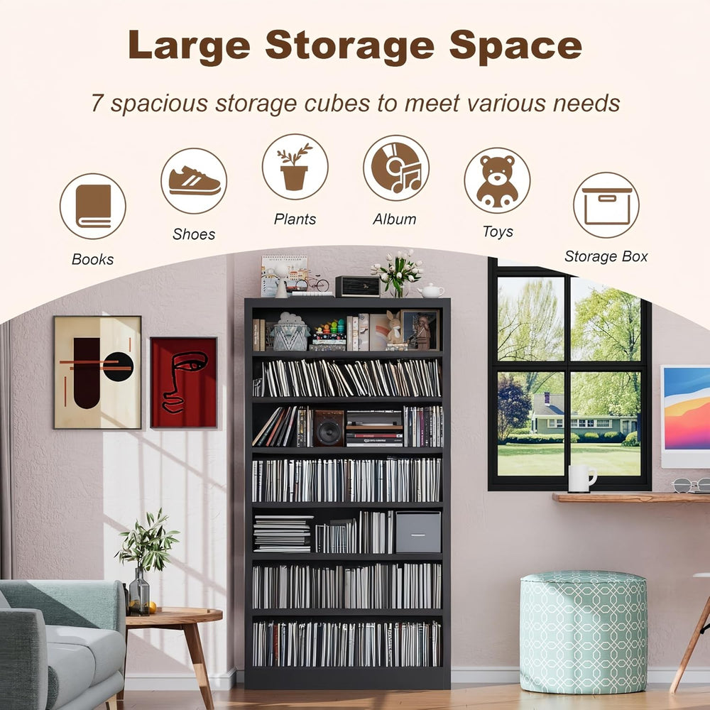 55" Media Storage Cabinet,Metal CD Shelf with 6 Adjustable Shelves