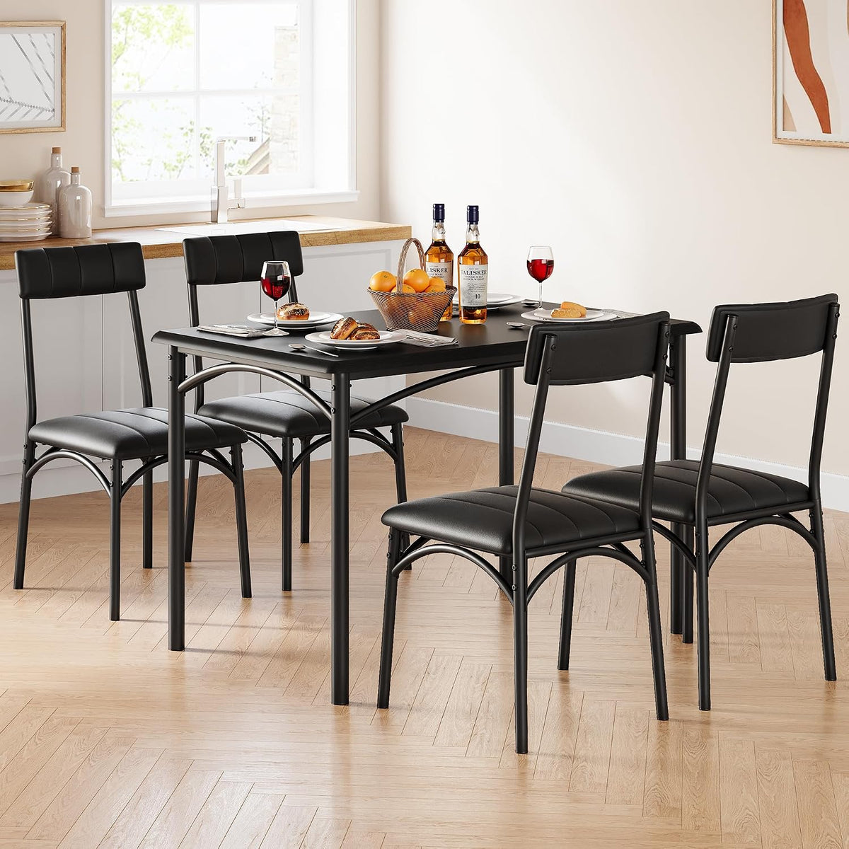 amyove kitchen table and chairs for 4, dining, close-up detail