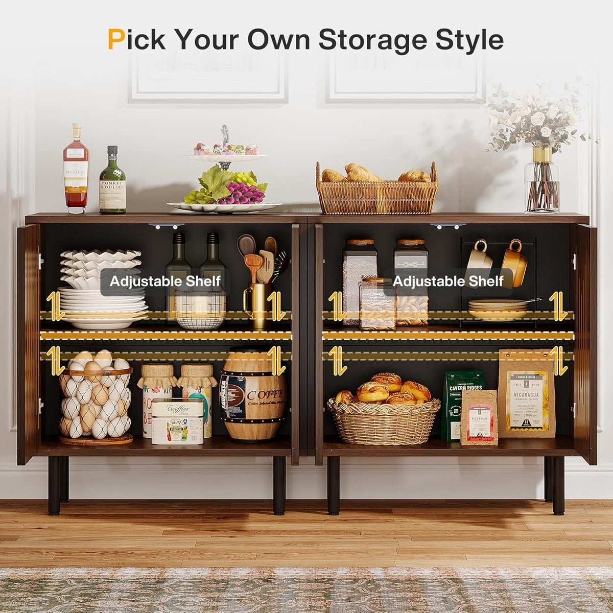 Tribesigns Set of 2 Sideboard Buffet with Storage, 59" Sideboard Cabinet