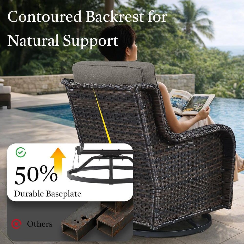 Outdoor Patio Furniture Set-5 Piece Outdoor Swivel Rocker Chairs with Ottoman...