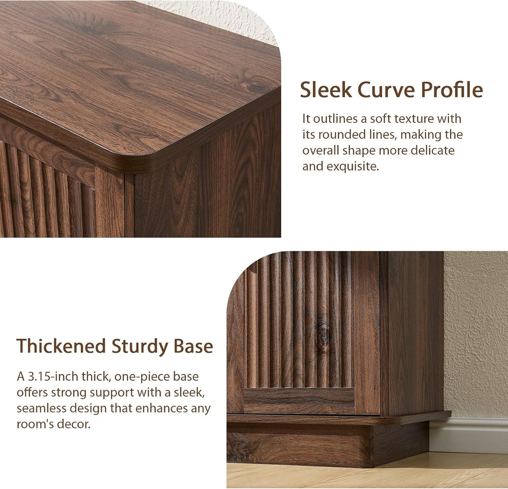 Okvnbjk Modern Sideboard Buffet Cabinet with Storage, Walnut