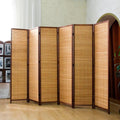6 Panel Bamboo Room Divider Screen,5.6 FT Tall Bamboo Divider Folding Panel Screen,Freestanding Panel Divider for Room Seperation,Brown