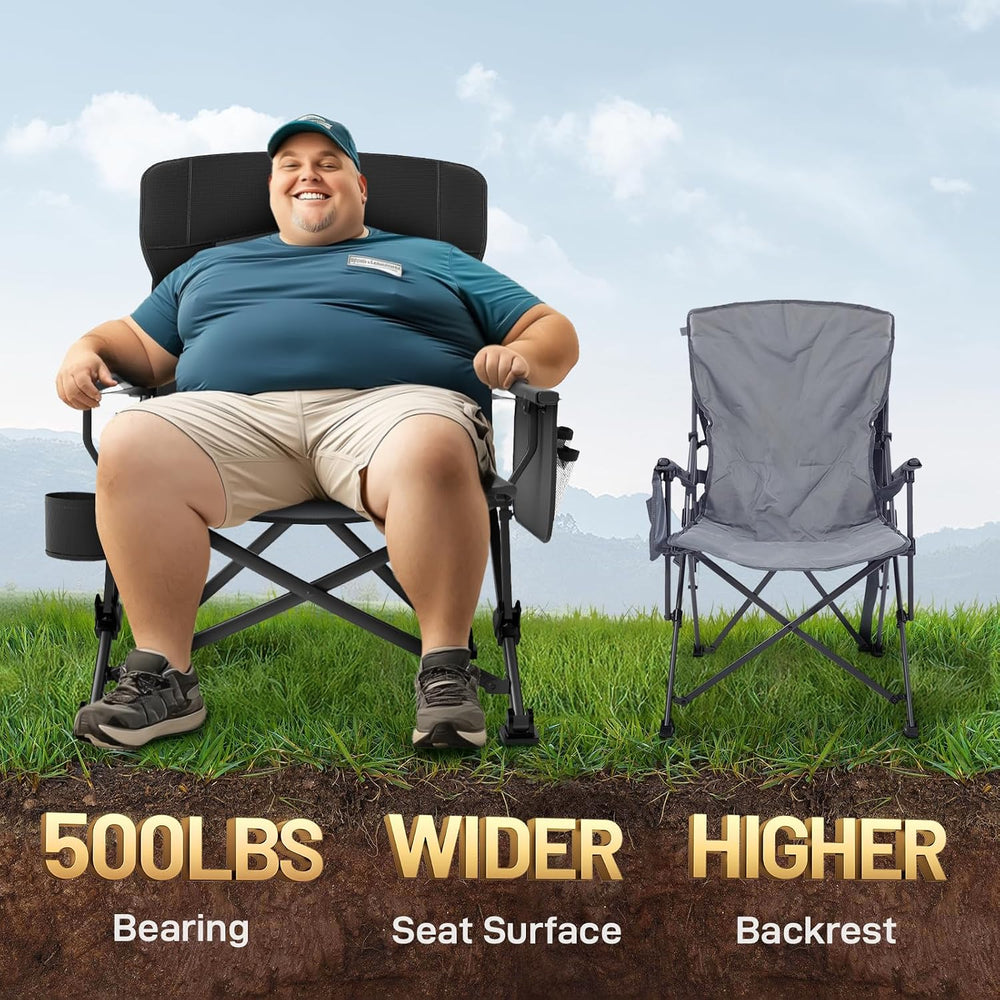 EVER ADVANCED Oversized Folding Camping Chair for Adults with Adjustable Lumb...