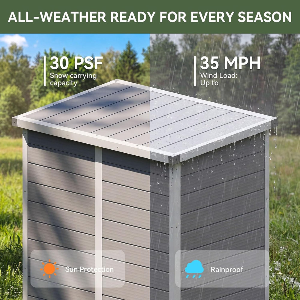 Aoxun 55 Cuft Outdoor Tall Storage Shed, 5×3 Ft Vertical Shed with Floor &amp...
