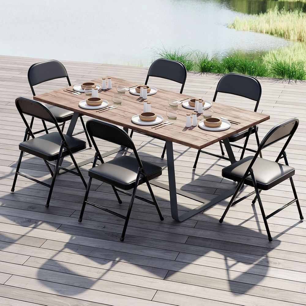 Nazhura 8 Pack Folding Chairs with Padded Vinyl Cushion Chairs with Comfortab...