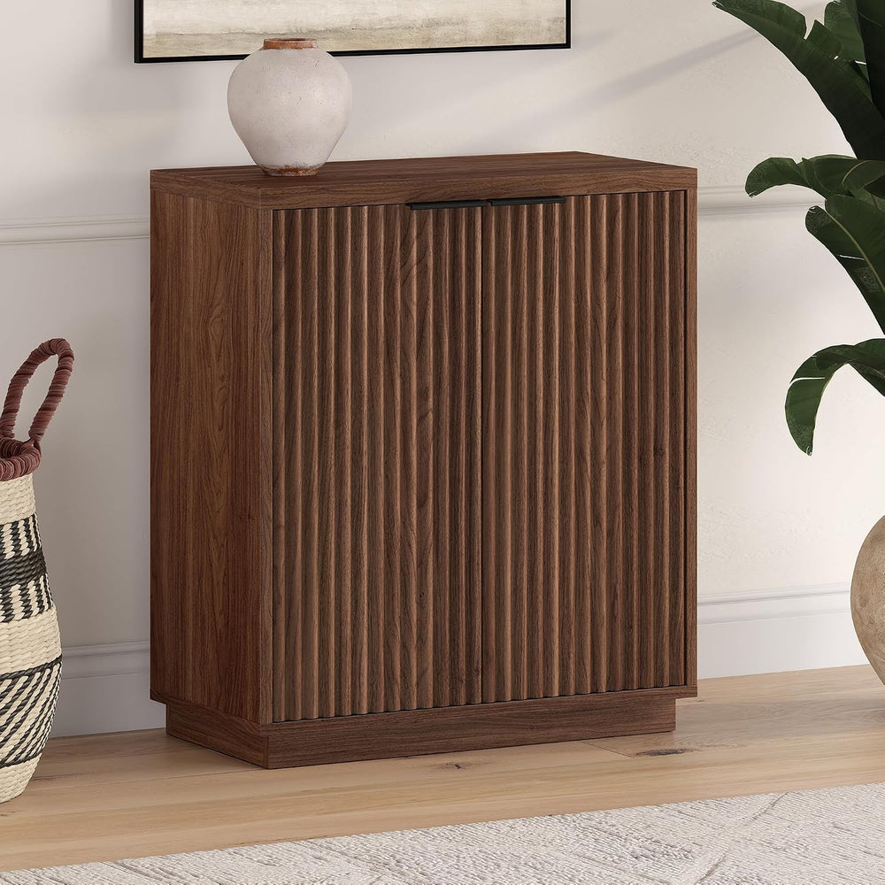 Henn&Hart 28" Fluted Accent Cabinet, Sideboard Buffet, Medium Walnut