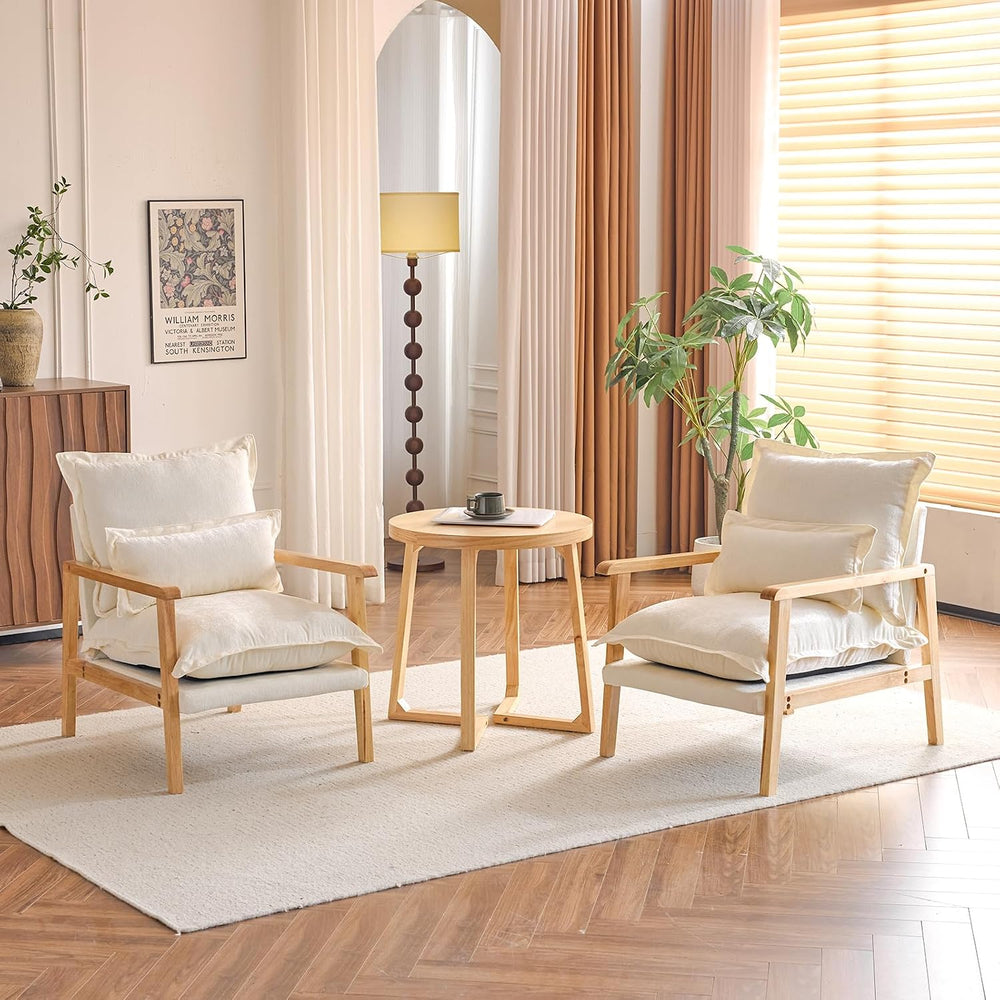 VINGLI Mid-Century Modern Cloud Accent Armchairs Set of 2 with Lumbar Pillow,...