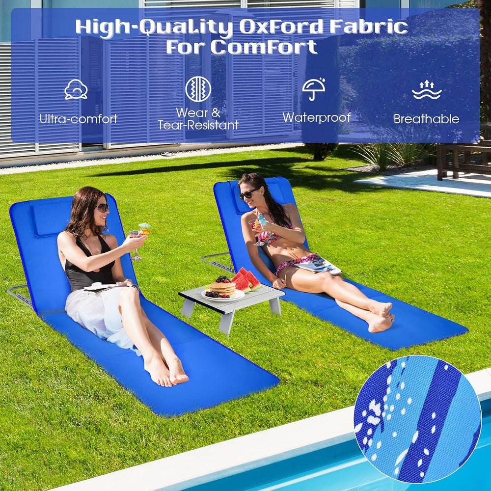 Tangkula 3 Pieces Beach Chairs for Adults, Lightweight Lawn Lounge Chairs wit...