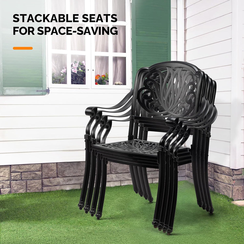 Outvita 2 Piece Outdoor Bistro Dining Chair Set, All-Weather Cast Aluminum Di...