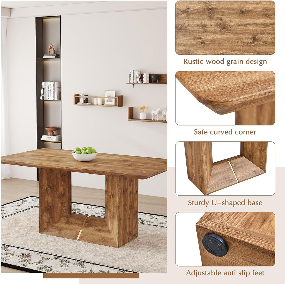 63'' Dining Table Set for 6, Wooden Dining Table Set with Chairs
