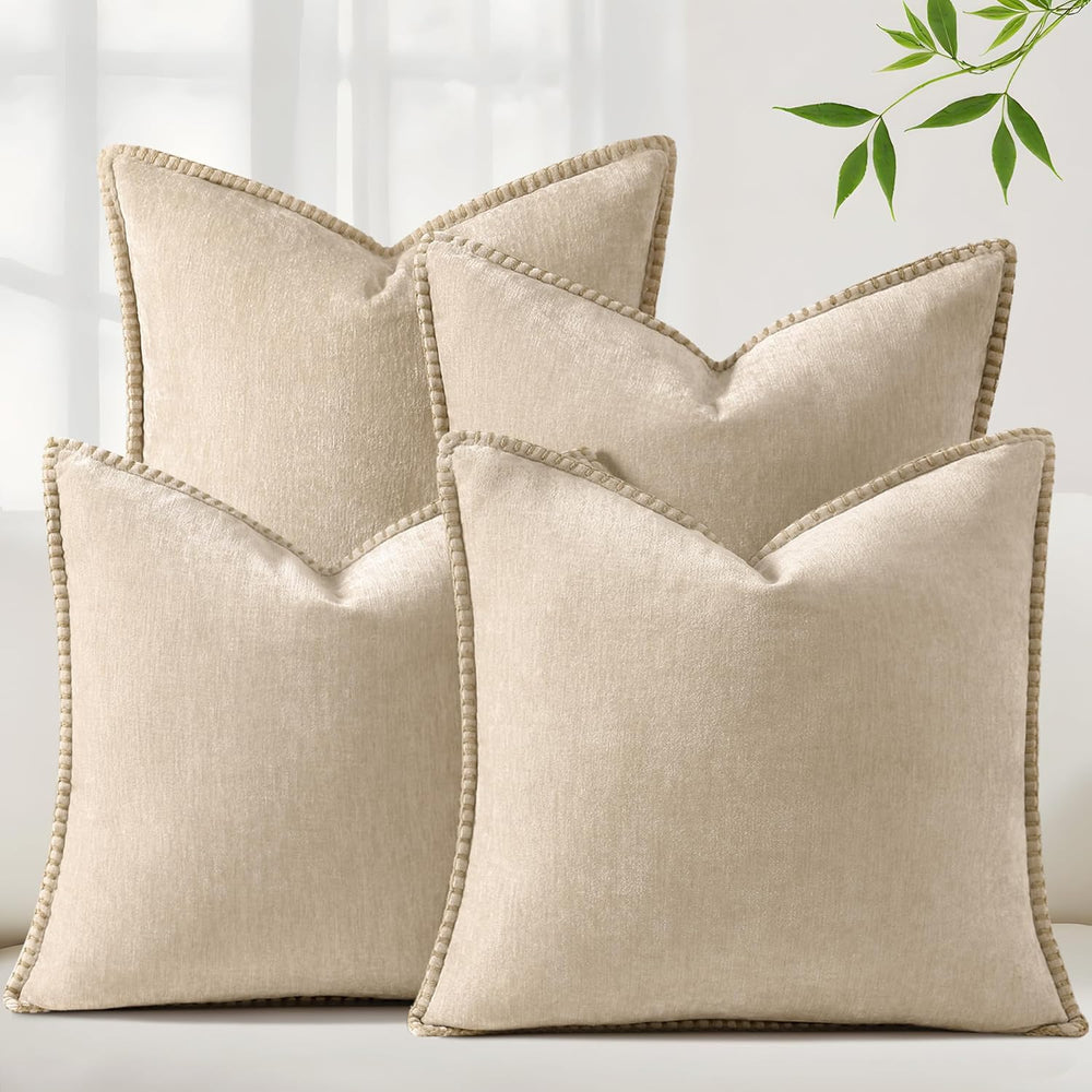 decorUhome Fall Soft Decorative Chenille Throw Pillow Covers 18x18 Set of 4