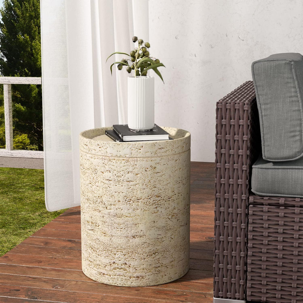SUNBURY Outdoor Side Tables for Patio, Small Concrete Accent End Table