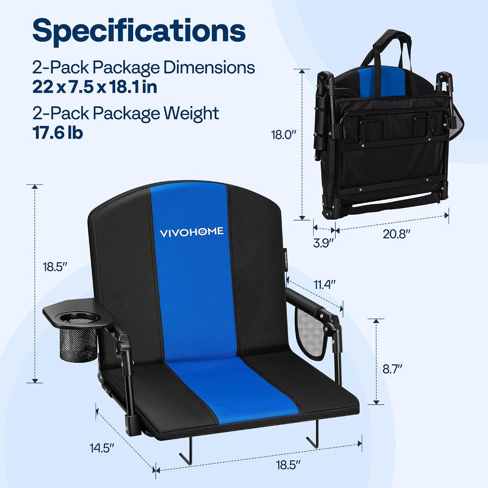 VIVOHOME Stadium Seats with Back Support, Bleacher Chairs for Sport Event