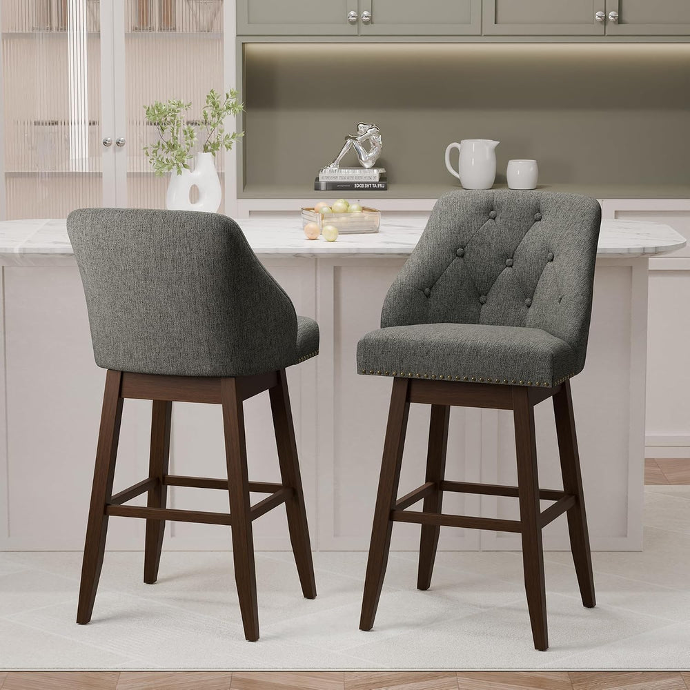 30" Bar Height Swivel Bar Stools Set of 2, Grey