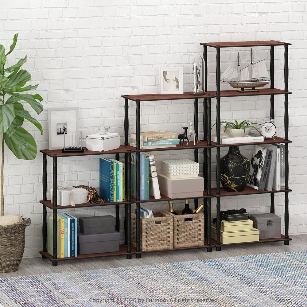 Furinno Turn-N-Tube 4-Tier Multipurpose Shelf Display Rack, Classic Tubes, Da...