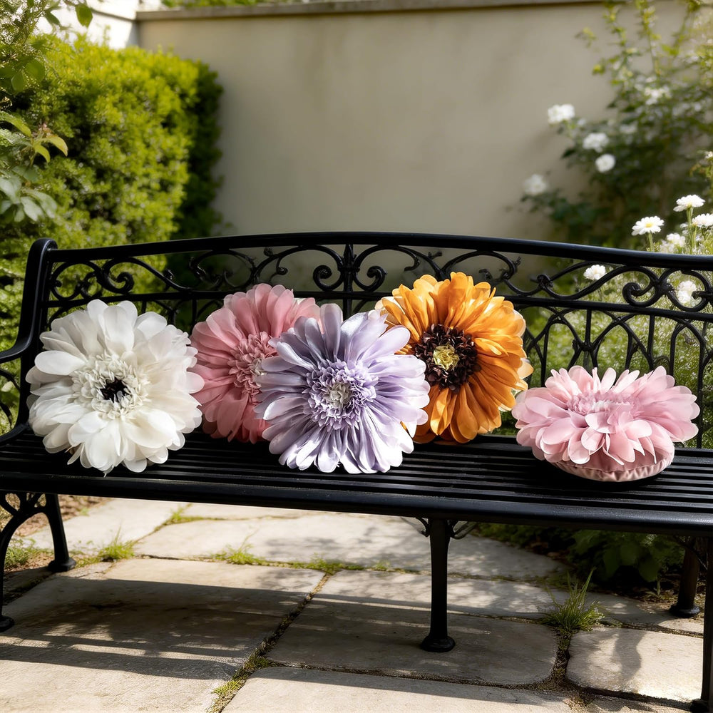3D Flower Round Decorative Throw Pillow for Bed Couch 14 Inch Lavender