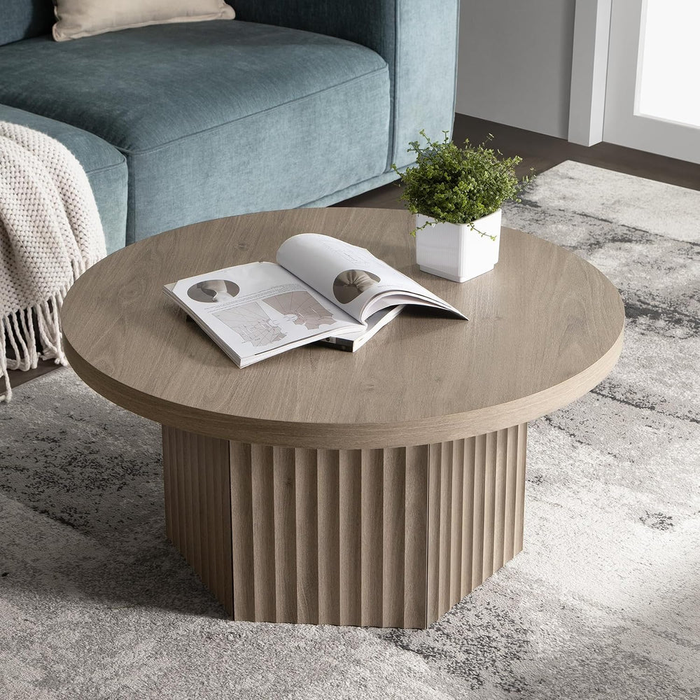 SICOTAS 32" Round Coffee Table for Living Room Modern