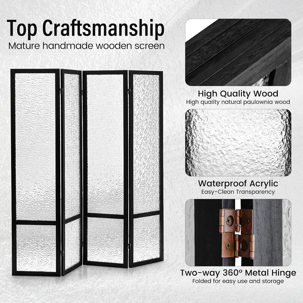 Acrylic Room Divider 4 Panel 67" Tall Folding Privacy Screen
