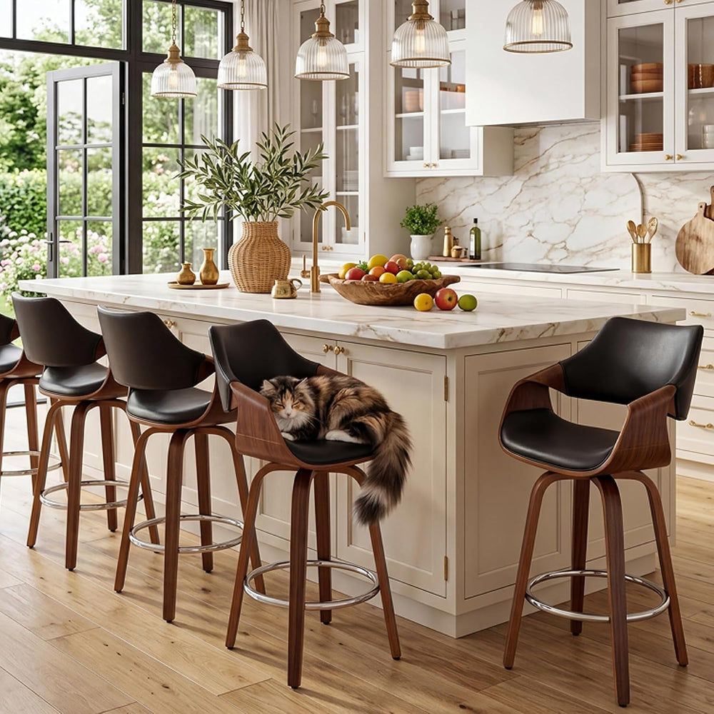 HNY 26'' Modern Barrel Swivel Counter Stools Counter Height Swivel Ba...